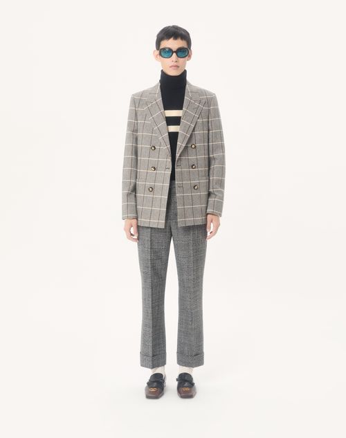 Valentino - Vロゴエンブロイダリー ウール ハイネック ニットプル - ブラック/バター - メンズ - ニット